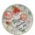 Dekorierter Pizzateller mit Weltkarte und Tomaten dekoriert, Schriftzug Pizza Anywhere you like. Teller Durchmesser 31 cm