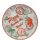 Dekorierter Pizzateller mit Weltkarte und Tomaten dekoriert, Schriftzug Pizza Joining the World. Teller Durchmesser 33 cm