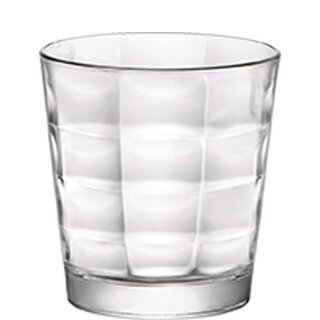Konisches Trinkglas mit einem quadratischer Struktur und eine Inhalt von 24,5 cl