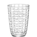 Trendiges Trinkglas mit einer Struktur im Glas und eine...