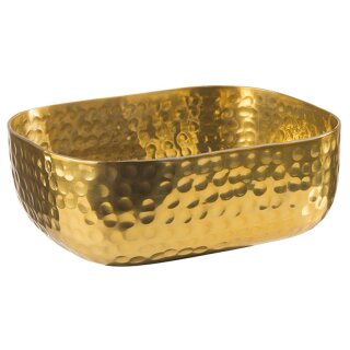Servierschale aus Alu in Gold-Look mit gehämmerte Oberfläche, 15,5 x 12 cm, H: 5,5 cm