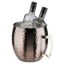 Flaschenkühler MOSCOW MULE aus Edelstahl in Antik-Kupfer-Look mit gehämmerte Oberfläche, Ø 20 cm, H: 21 cm