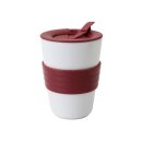 To Go Kaffeebecher Take it weiß 0,4 Liter, Deckel/Banderole ruby