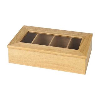 Teebox aus Holz hell, ohne Aufschrift, 33,5 x 20 cm, Höhe 9 cm