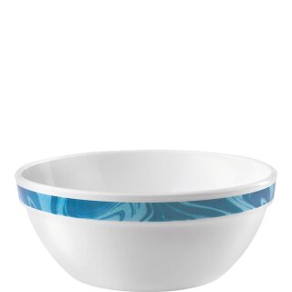 Stapelschale aus der Serie Natura Blue, weißes Geschirr mit einem blauen rundum Dekor am oberen Rand