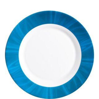 Teller tief aus der Serie Natura Blue, weißes Geschirr mit einem blauen Dekor auf dem Tellerrand