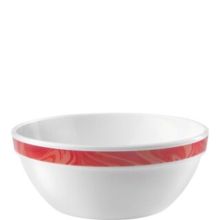 Stapelschale aus der Serie Natura Red, weißes Geschirr mit einem roten rundum Dekor am oberen Rand